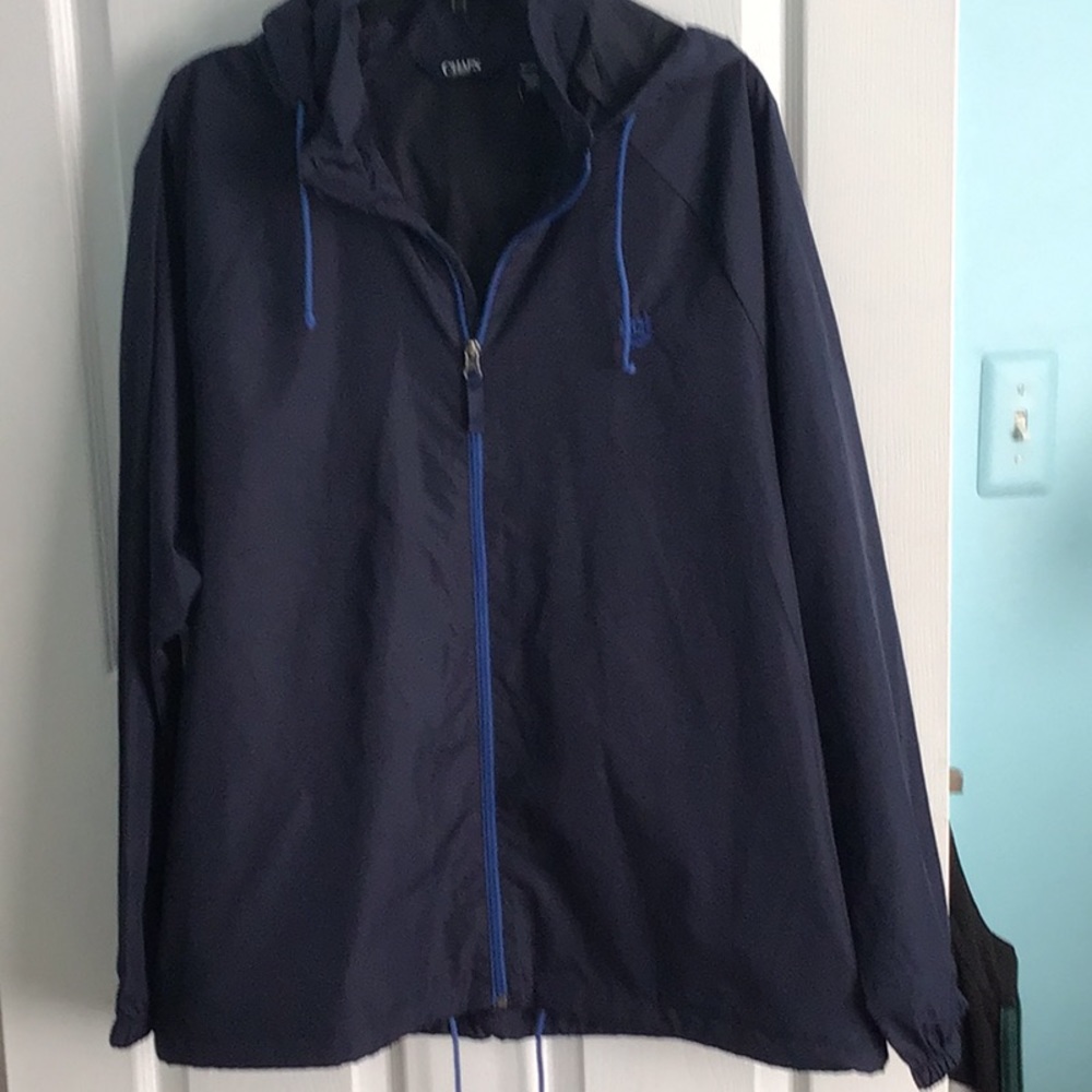 NWOT Chaps Men’s Navy Zip-up Windbreaker size XL.